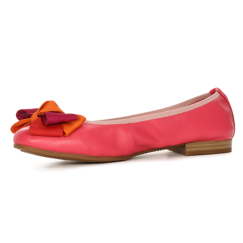 Maciejka Leather Ballet Flats Decorative Bow Flat Heel Pink P6801-15/00-0