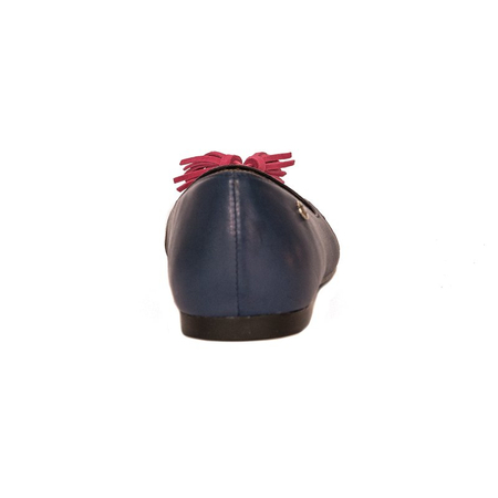 Maciejka Leather Multicolour Ballet Flats With Tassels Navy Blue 04016-17/00-5