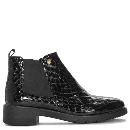 Maciejka Leather Chelsea Ankle Boots Snake-Embossed Patent Black P7219-01/00-7