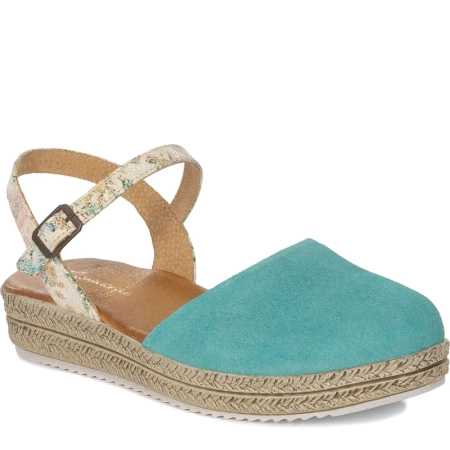 Maciejka Suede Leather Sandals Closed-Toe Platform Turquoise 03065-06/00-5