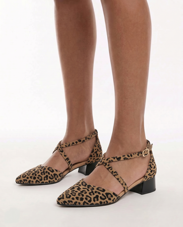 Maciejka Leather Leopard Print Pumps With Low Block Heel Beige-Black K6807-43/00-1