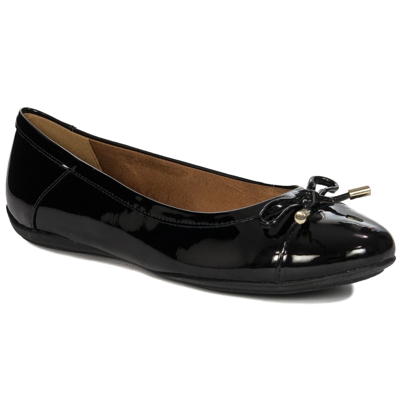 Geox Baleriny lakierowane z kokardką Black