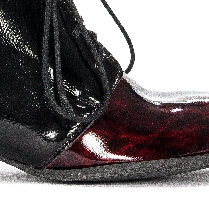 Maciejka Patent Leather Lace-Up Ankle Boots Side Zipper Burgundy 5743A-23/00-7