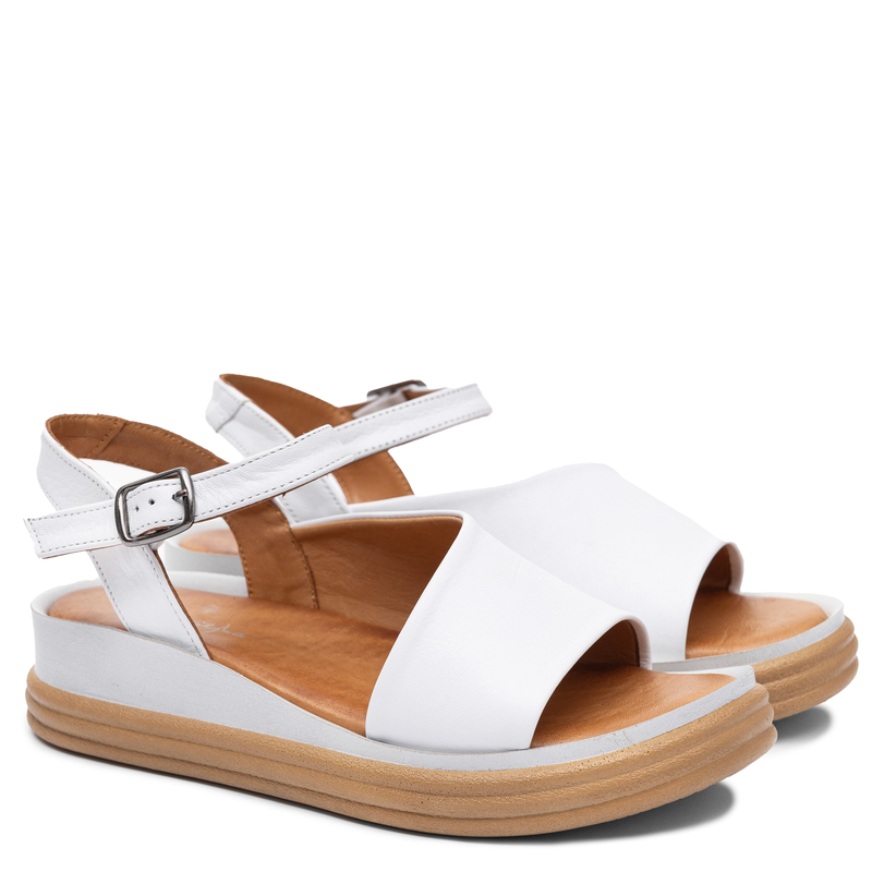 Maciejka Fashionable Leather Wedge Sandals White L7629-11/00-1
