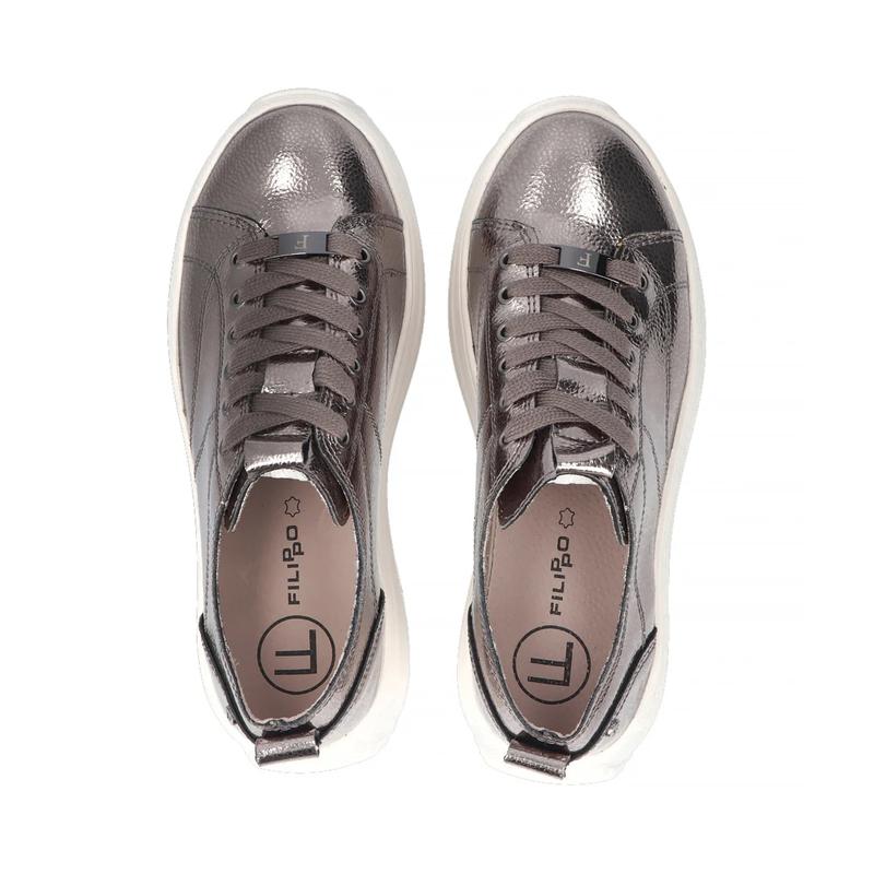 Filippo Leather Gun Metal Low Shoes