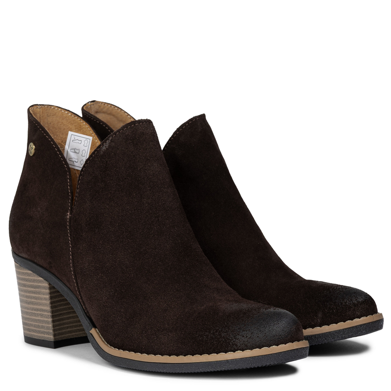 Maciejka Chocolate Suede Block Heel Ankle Boots with V-Cut  04492-100/00-5