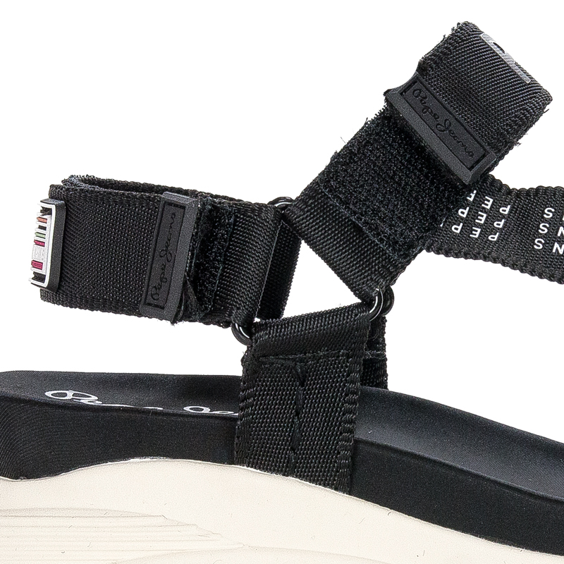 Pepe Jeans Black Grubo Logo Sandals