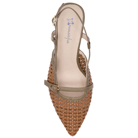 Maciejka Leather Woven Slingback Pumps Pointed Toe Brown K7446-29/00-1