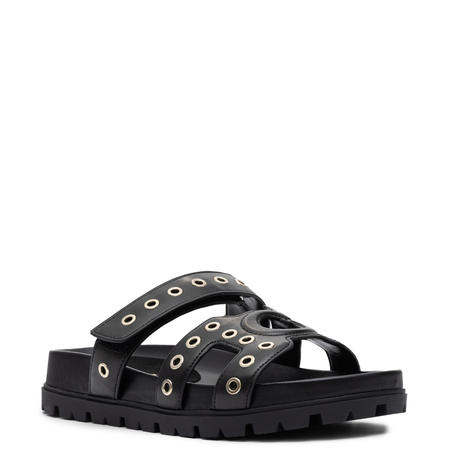 Guess Klapki Damskie Na Platformie z Oczkami Black FLPFAS-ELE03-BLK