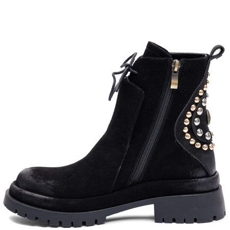 Maciejka Leather Lace-Up Boots with Decorative Studs Black K7747-01/00-7