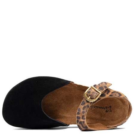 Maciejka Leather Closed-Toe Sandals Adjustable Strap Black & Leopard H7365-01/00-0