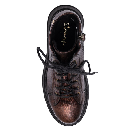 Maciejka Leather Combat Boots on Platform Metallic Brown 06309-32/00-8