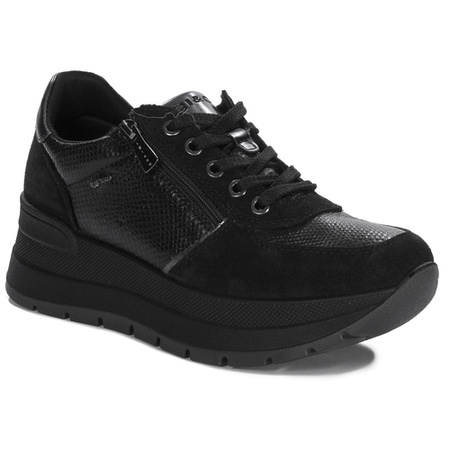 Igi&Co Women's leather platform sneakers black