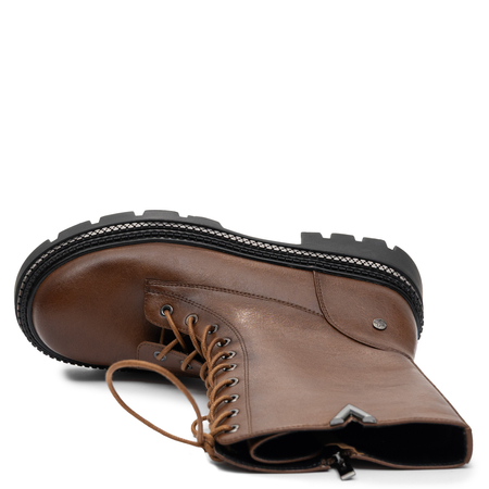 Maciejka Leather Lace-Up Ankle Boots On Platform Brown K7733-29/00-7