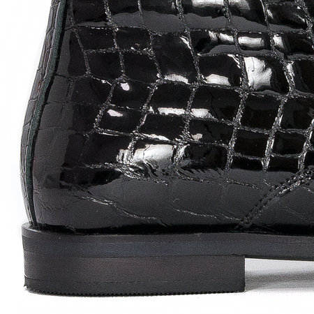 Botki Venezia YSB 0218 501 Black skórzane lakierowane Czarne