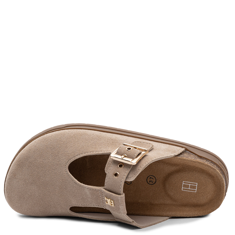 Tommy Hilfiger Suede Clogs With Cork Sole Beige T3A2-34310-BEIGE