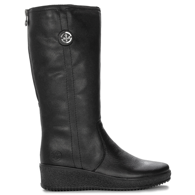 Rieker Women's Comfort Wedge Knee-High Boots Black Y4470-01