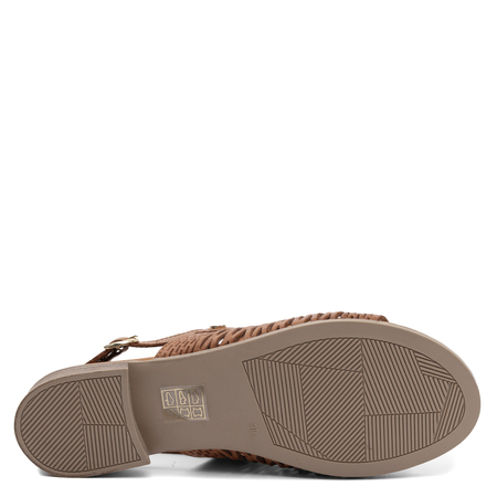 T.Sokolski Leather Cut-Out Flat Sandals Brown KU-226-803
