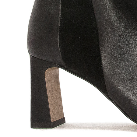 Maciejka Leather Patchwork Knee-High Boots Block Heel Insulated Black 05784-01/00-8