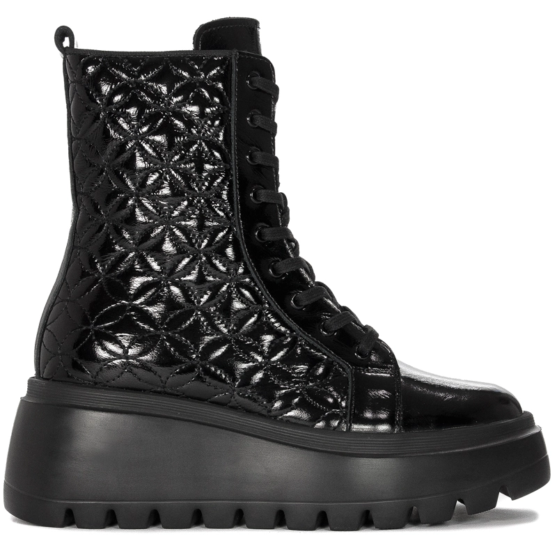 Botki Venezia Black skórzane lakierowane Czarne