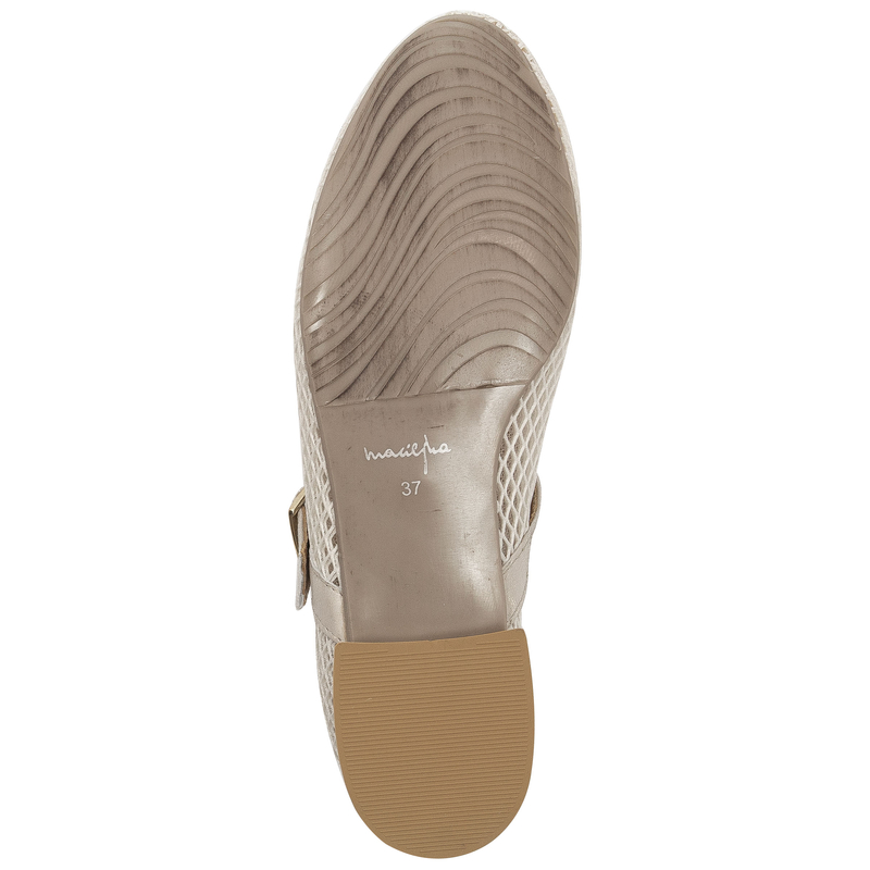 Maciejka Leather Openwork Ballet Flats With Strap White-Gold 06939-04-00-0