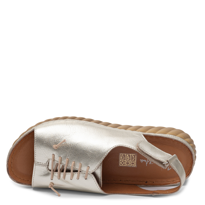 Maciejka Fashionable Leather Wedge Sandals Metallic Gold L7635-25/00-1  HTML