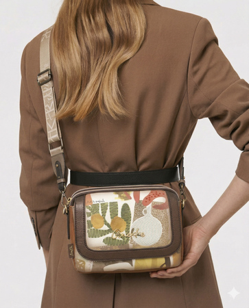 Anekke Artistic Two-Compartment Crossbody Bag With Front Flap Pocket Multicolour 42713-349