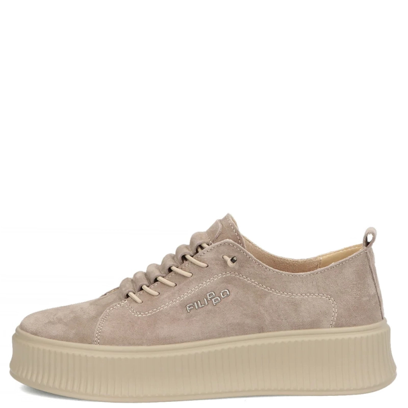 Filippo Skórzane Sneakersy Na Platformie Beżowe DP8343-26-BE