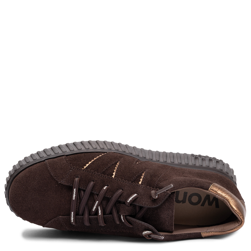 Wonders Comfortable Leather Platform Sneakers Brown A-5201-Tes-Oro