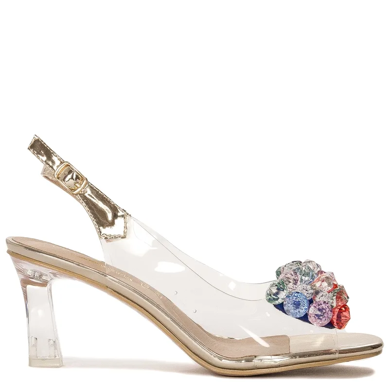 S.Barski Women's high-heeled sandals Lt.Gold Gold
