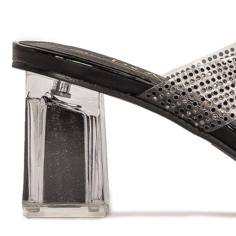 S.Barski Women's Slides Black On Heel