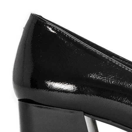 Women's shoes Sergio Leone lacquered with a bow Black PAT PU