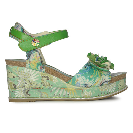 Laura Vita Women's leather sandals on the wedge Menthe