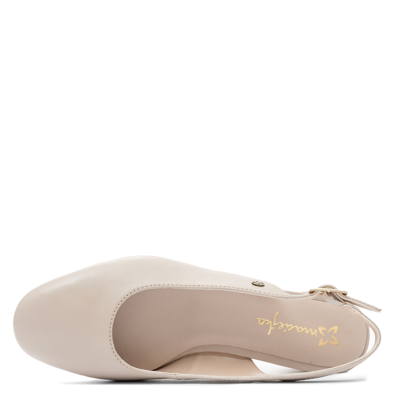 Maciejka Skórzane Slingback Czółenka na Słupku Beżowe P7492-37/00-1