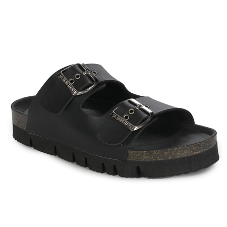 Dr. Brinkmann Comfortable Buckled Slides for Women Black 700560-01BO