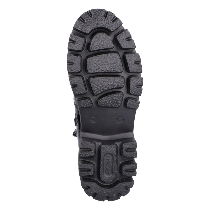 Rieker Lakierowane Trzewiki Damskie Na Platformie Czarne Y3330-00-BLACK