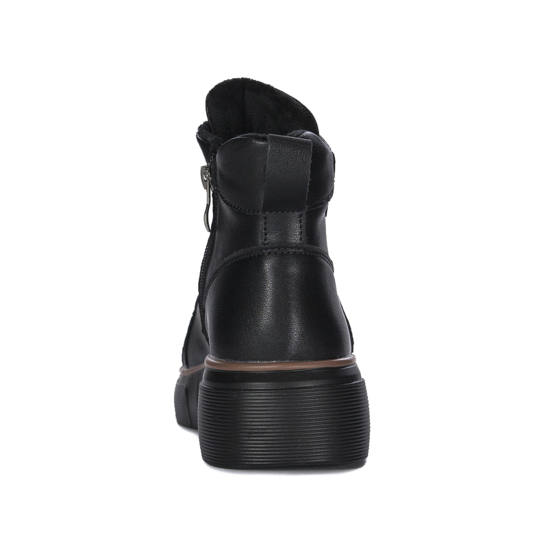 Filippo Women's Leather Ankle Boots on a Platform, Insulated, Black