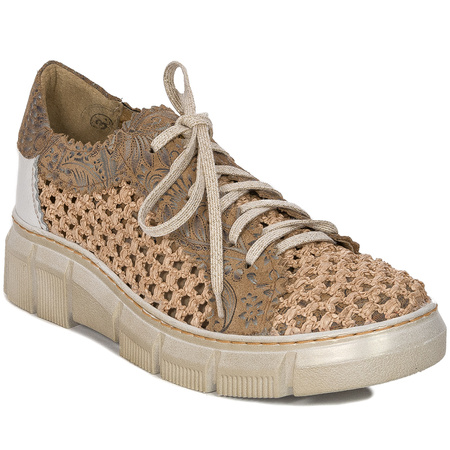 Maciejka Leather Woven Platform Lace-Ups Breathable Beige 05850-04/00-1