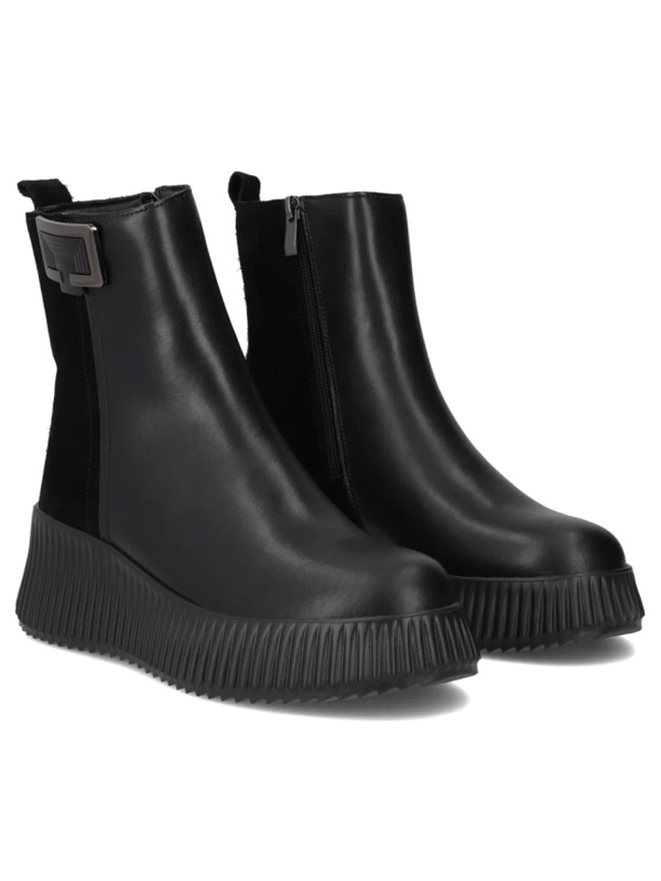 Filippo Leather Insulated Ankle Boots On Platform Black DBT7268-25-BK