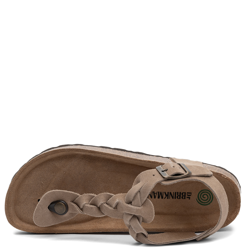 Dr. Brinkmann Leather T-Bar Sandals Braided Beige 710263-08