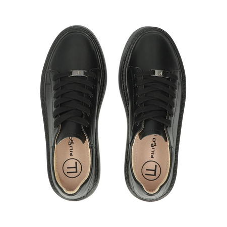 Filippo Black Leather Sneakers