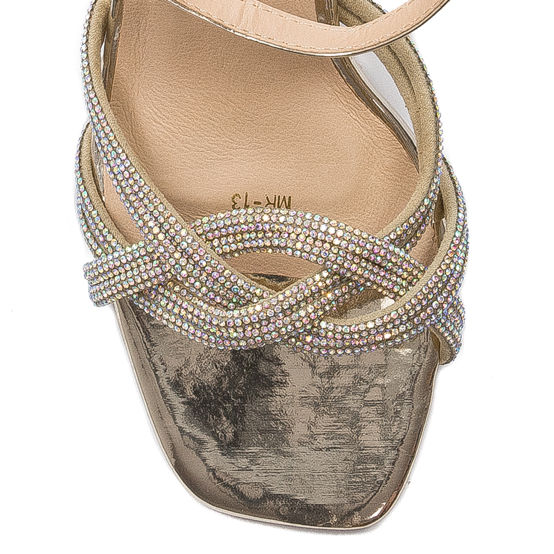 S.Barski Women's sandals on the Lt.Gold post gold with zirconia