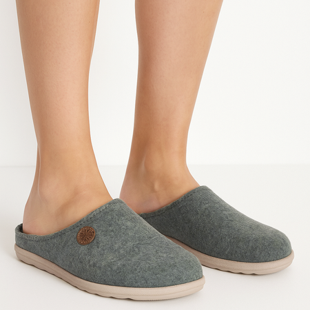 Inblu Felt Home Slippers Leather Insole Green CS000047-GREEN