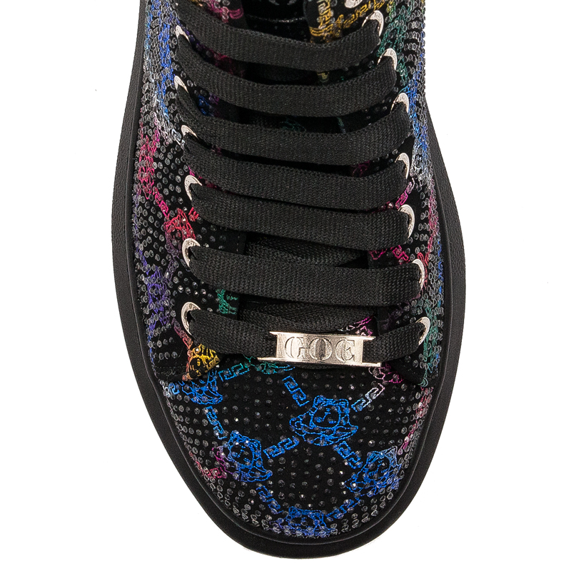 GOE Sneakersy damskie Czarne+multikolor z Kryształkami