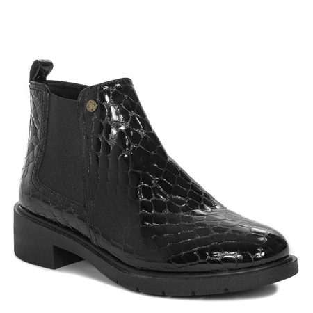 Maciejka Leather Chelsea Ankle Boots Snake-Embossed Patent Black P7219-01/00-7