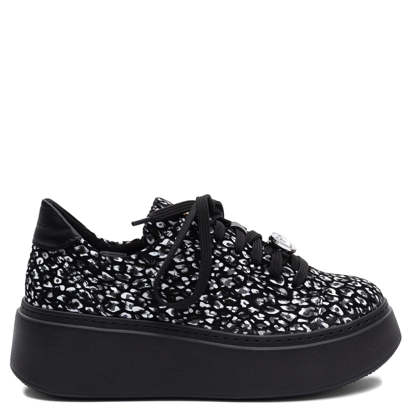 Maciejka Leather Platform Sneakers Black White 6191W-08/00-8