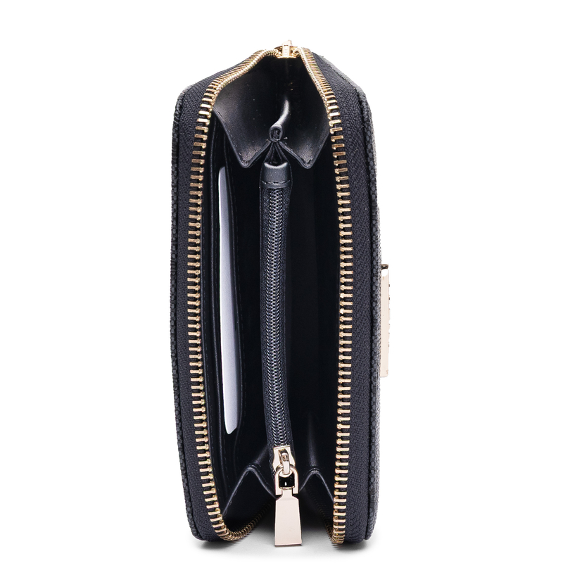 Guess Elegancki Zapinany Na Zamek Portfel Damski Czarny SWSG7459140-BLACK