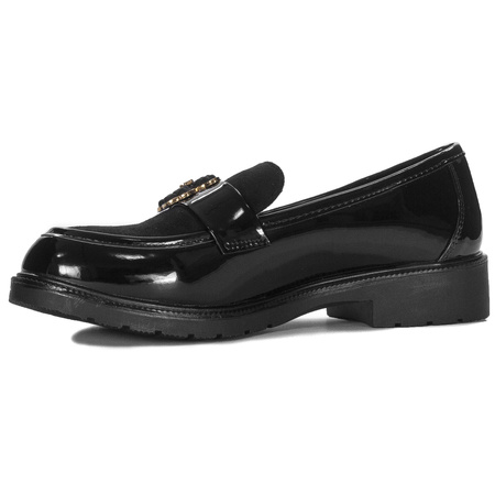 S.Barski Mokasyny damskie Black Patent czarne lakierowane