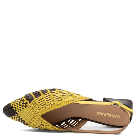 Gioseppo Skórzane Czółenka Slingback Plecionka Żółte 79267-YELLOW