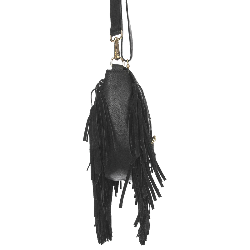 Piti Cuiti Women's Shoulder Bag Black with Tassels